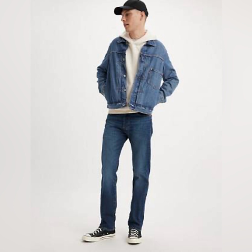 Levi’s men’s 36/30   505 denim‎ jeans dark wash with front zip straight leg